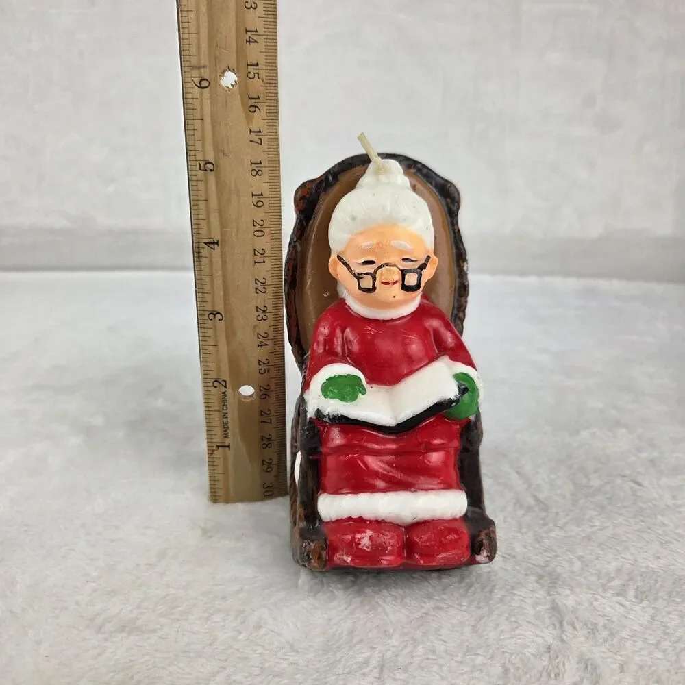 Vintage Mrs Claus Candle Rocking Chair Christmas Holiday Decor 5 Inch